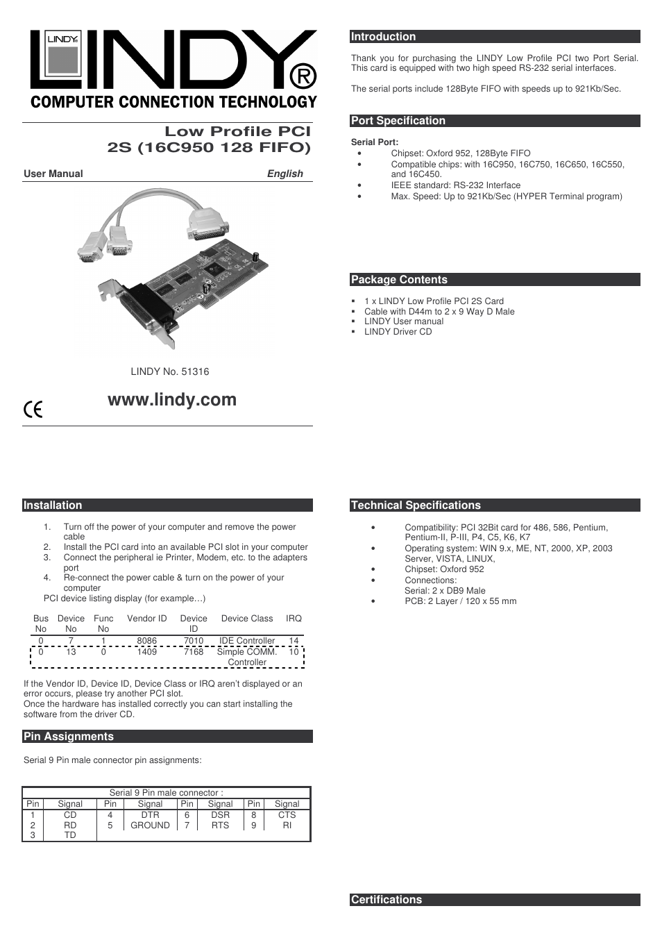 Lindy 51316 User Manual | 2 pages