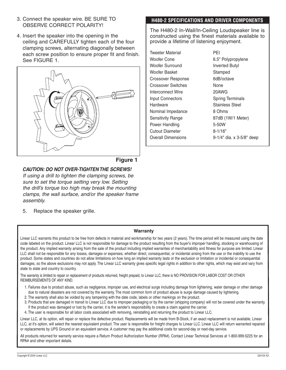 Linear OPENHOUSE H480-2 User Manual | Page 2 / 2