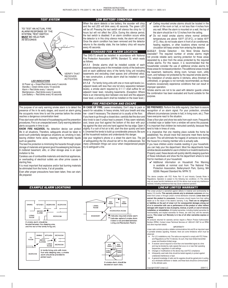 Linear DXS-73 User Manual | Page 2 / 2