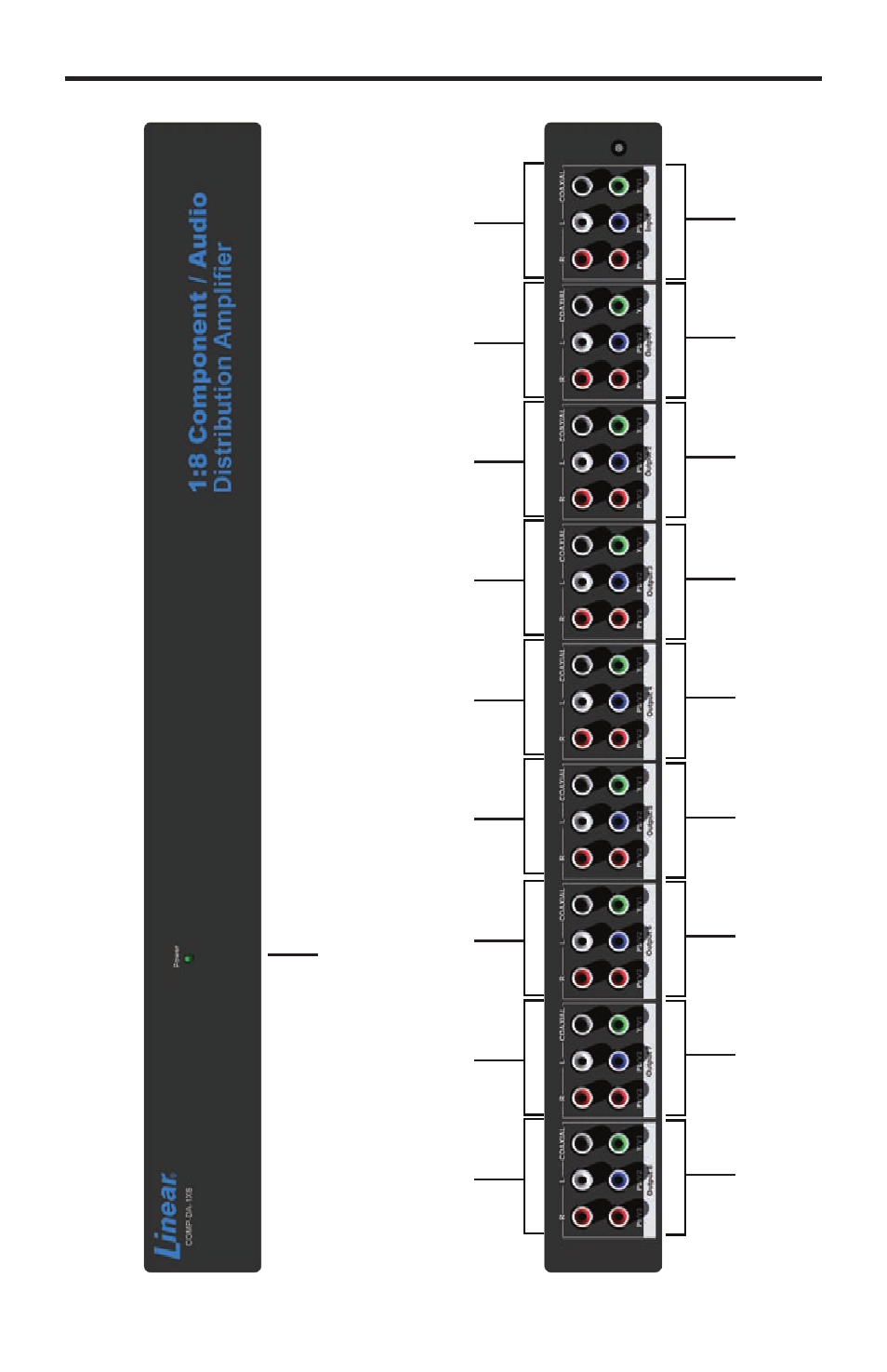 Panel descriptions front panel back panel | Linear COMP-DA-1X8 User Manual | Page 7 / 16