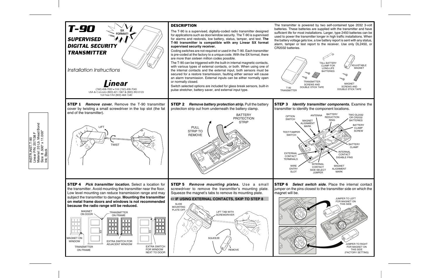 Linear T-90 User Manual | 2 pages