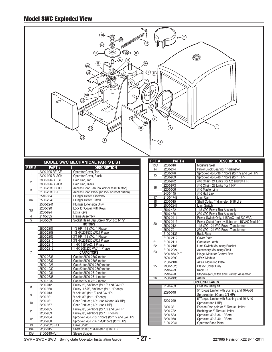 Model swc exploded view | Linear SWR User Manual | Page 29 / 34