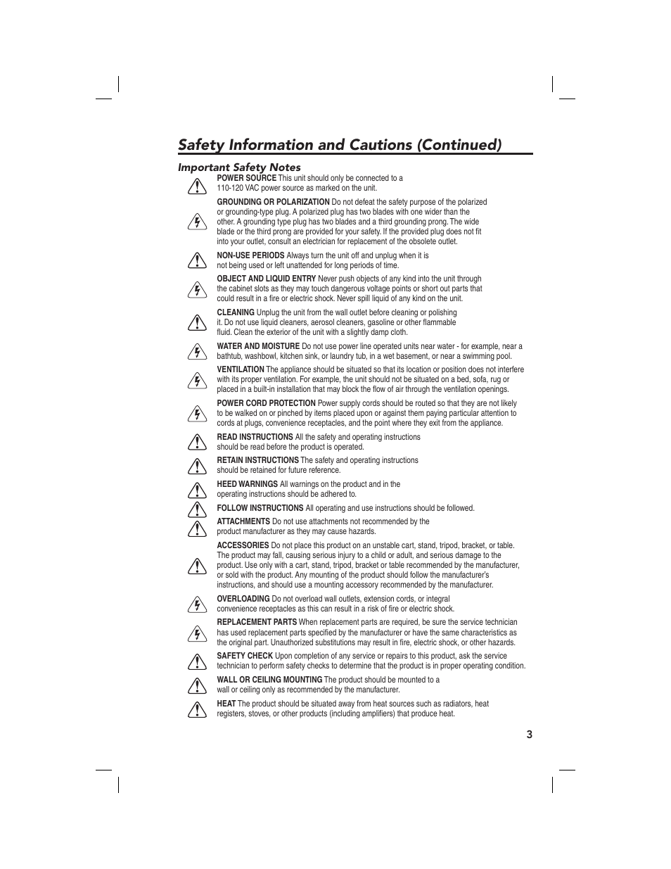 Safety information and cautions (continued) | Linear M&S DMC-10RS User Manual | Page 5 / 22