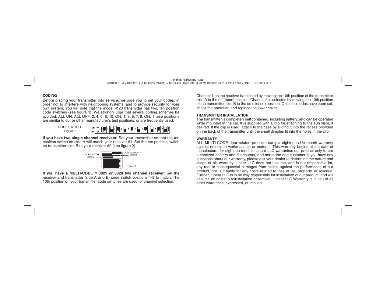 Linear 4120 User Manual | Page 2 / 2