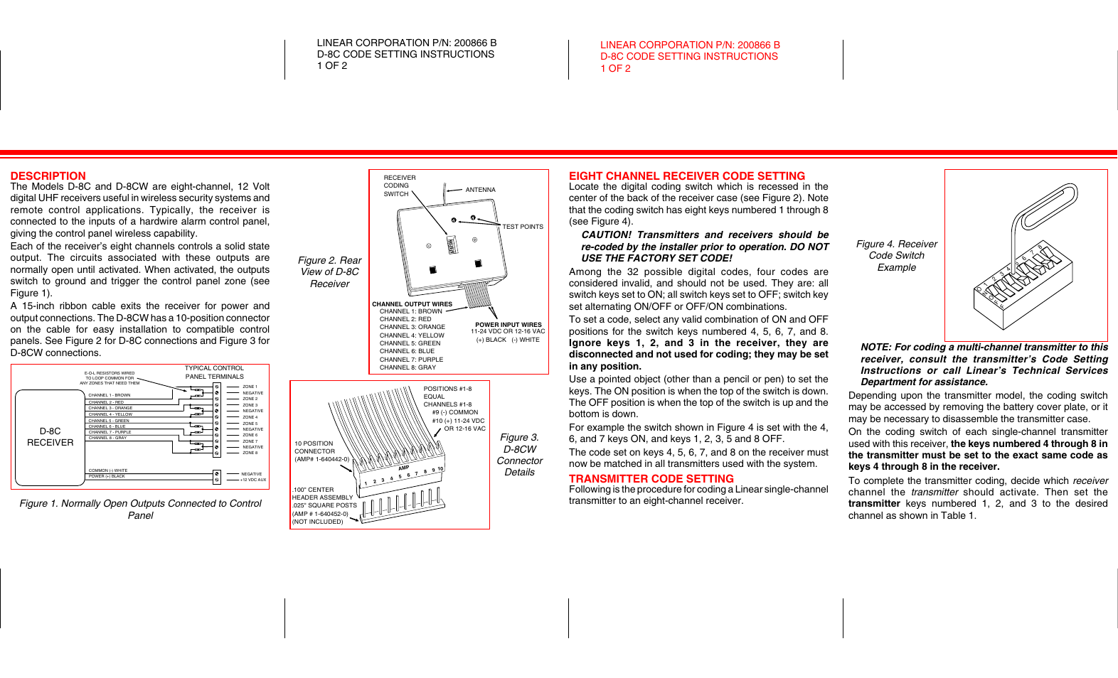 Linear D-8C User Manual | 2 pages