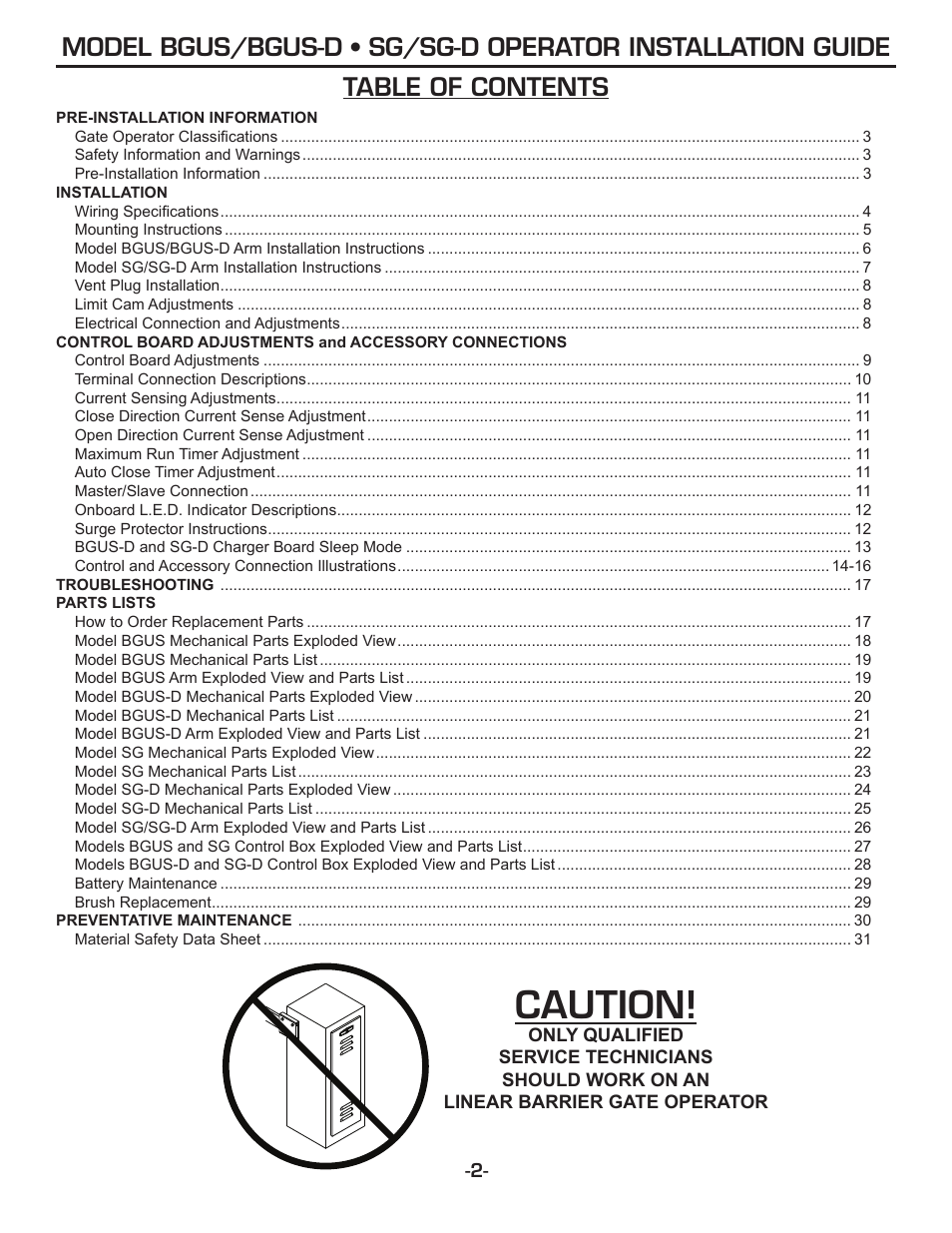 Linear SG-D User Manual | Page 2 / 32