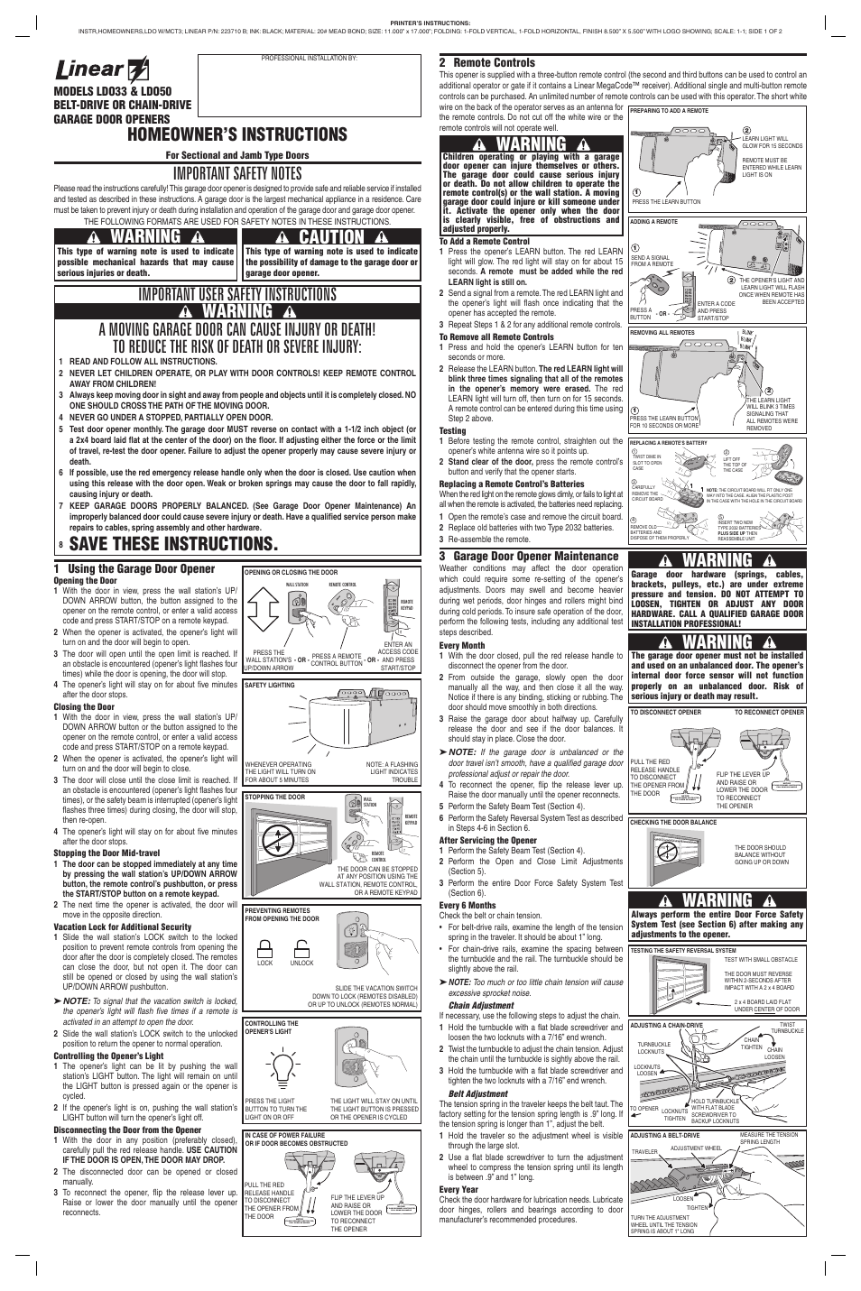 Linear LD 033 User Manual | 2 pages