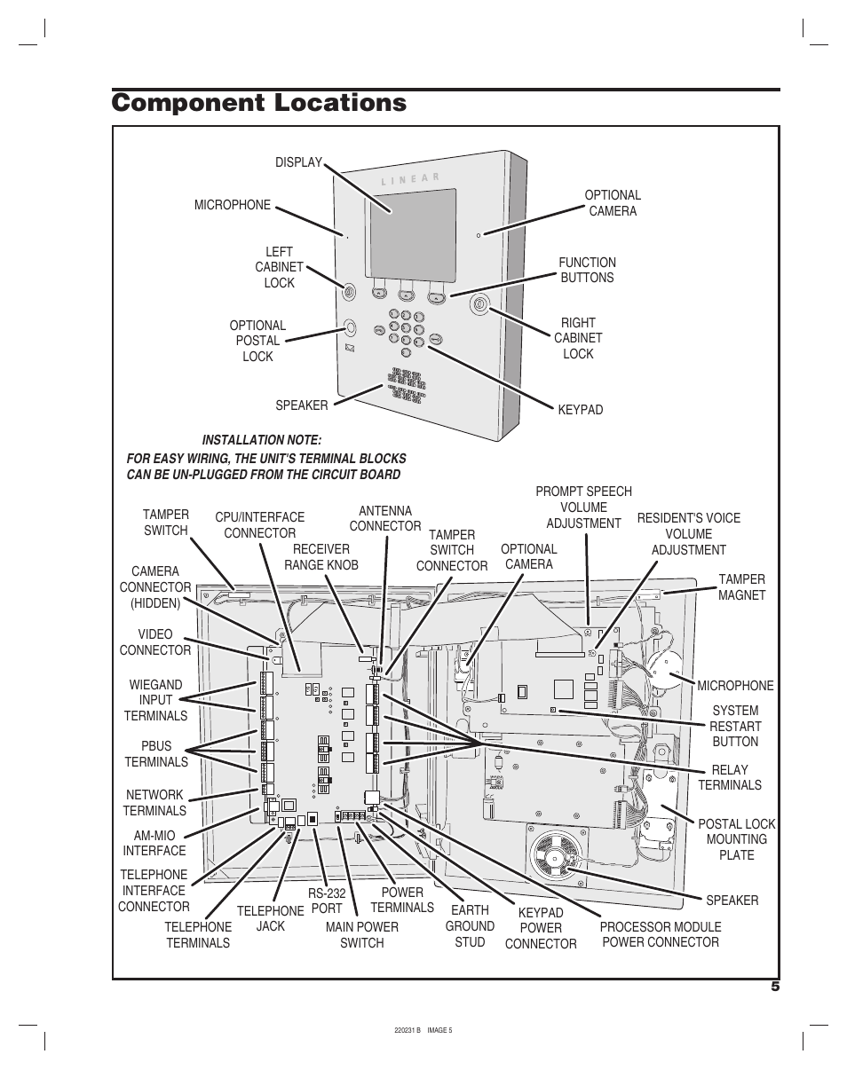 Component locations | Linear AE-2000 User Manual | Page 5 / 20