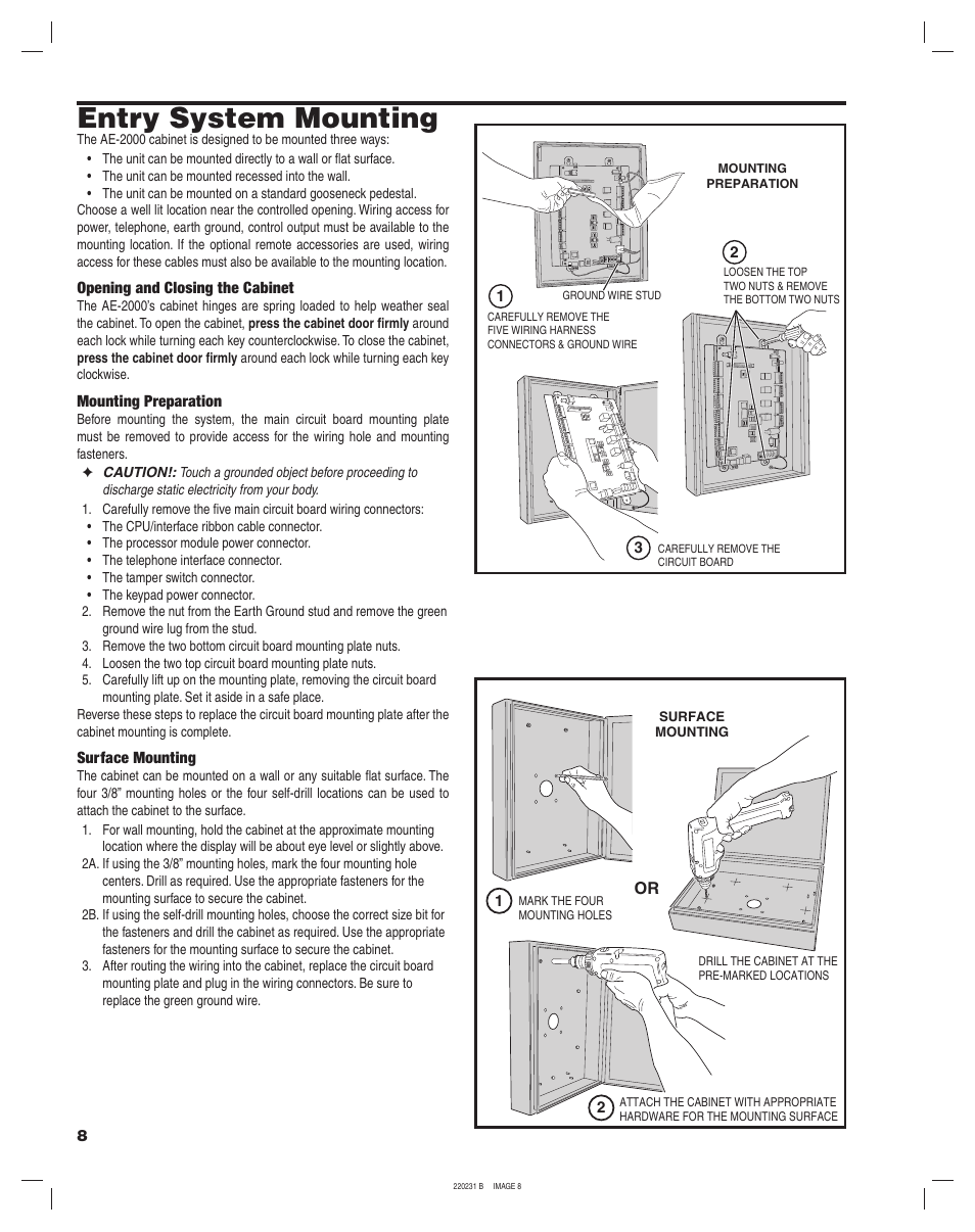 Entry system mounting | Linear AE-2000 User Manual | Page 8 / 20