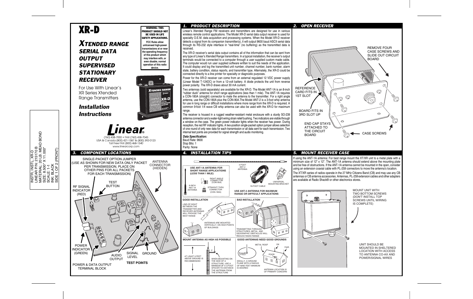 Linear XR-D User Manual | 2 pages