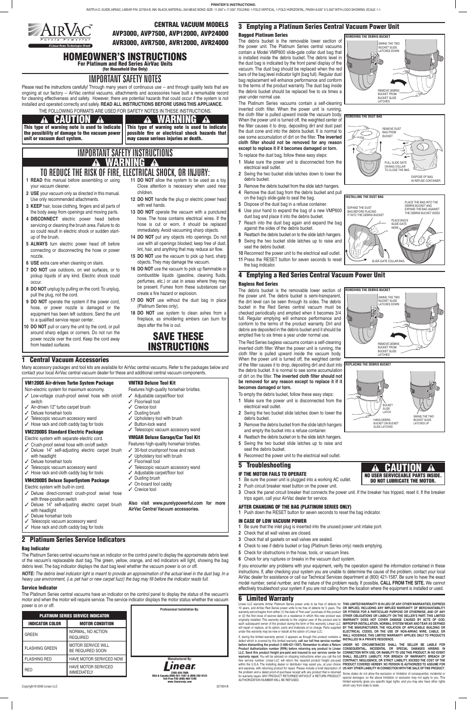 Linear AVR12000 User Manual | 1 page