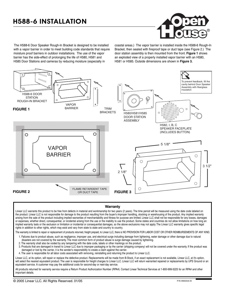 Linear OPEN HOUSE H588-6 User Manual | 1 page