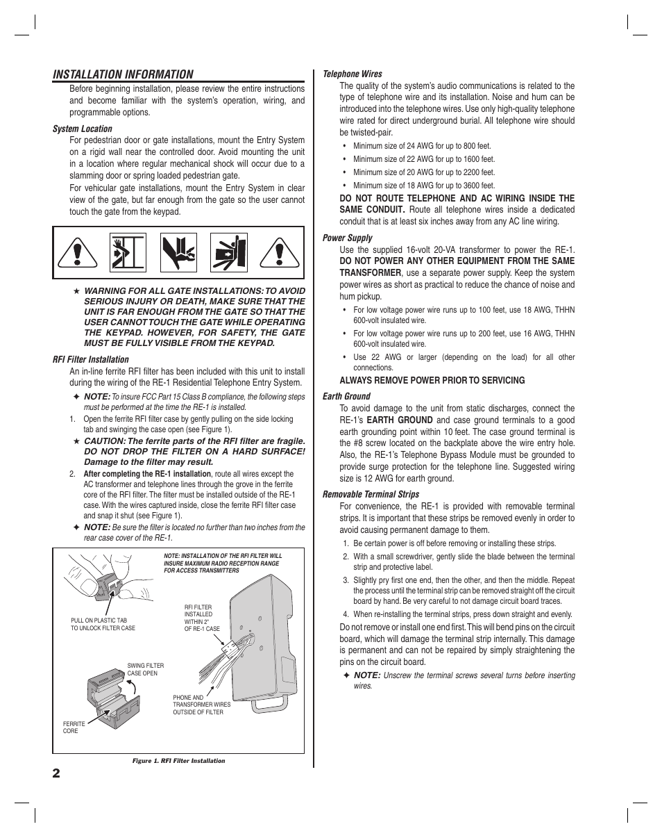 Installation information | Linear RE-1 User Manual | Page 4 / 32
