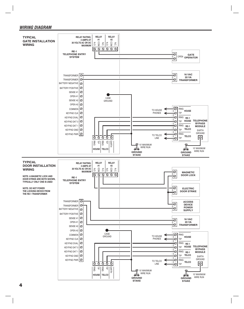 Wiring diagram | Linear RE-1 User Manual | Page 6 / 32