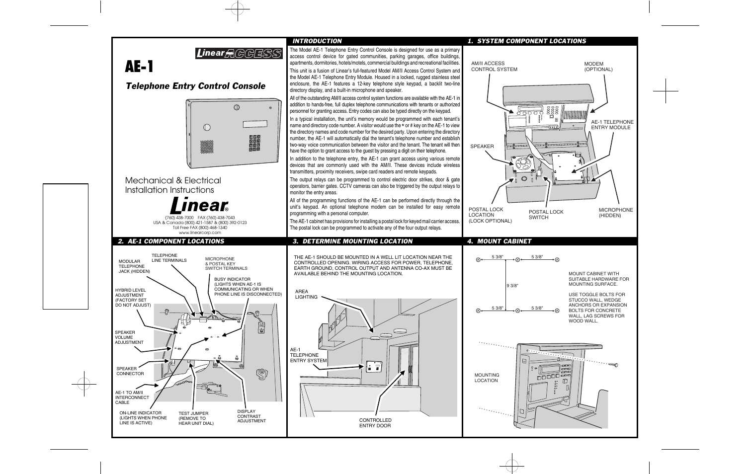 Linear AE-1 User Manual | 2 pages