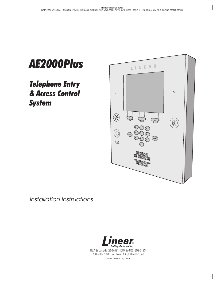 Linear AE2000PLUS User Manual | 24 pages