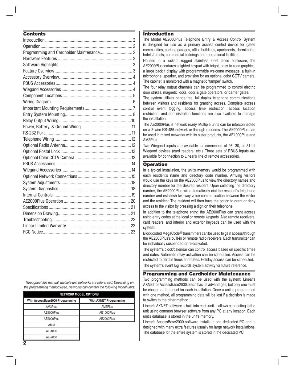 Linear AE2000PLUS User Manual | Page 2 / 24