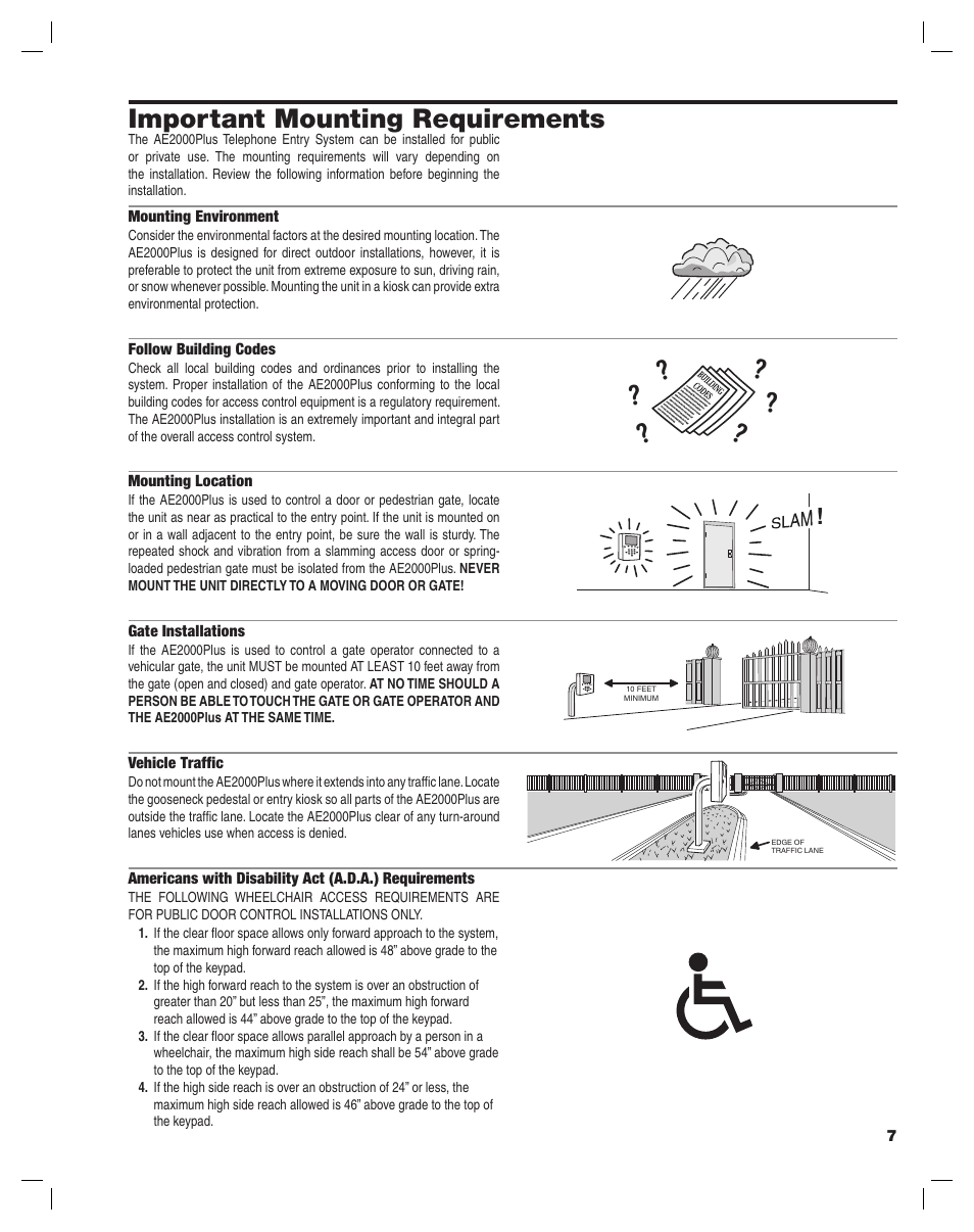 Important mounting requirements | Linear AE2000PLUS User Manual | Page 7 / 24