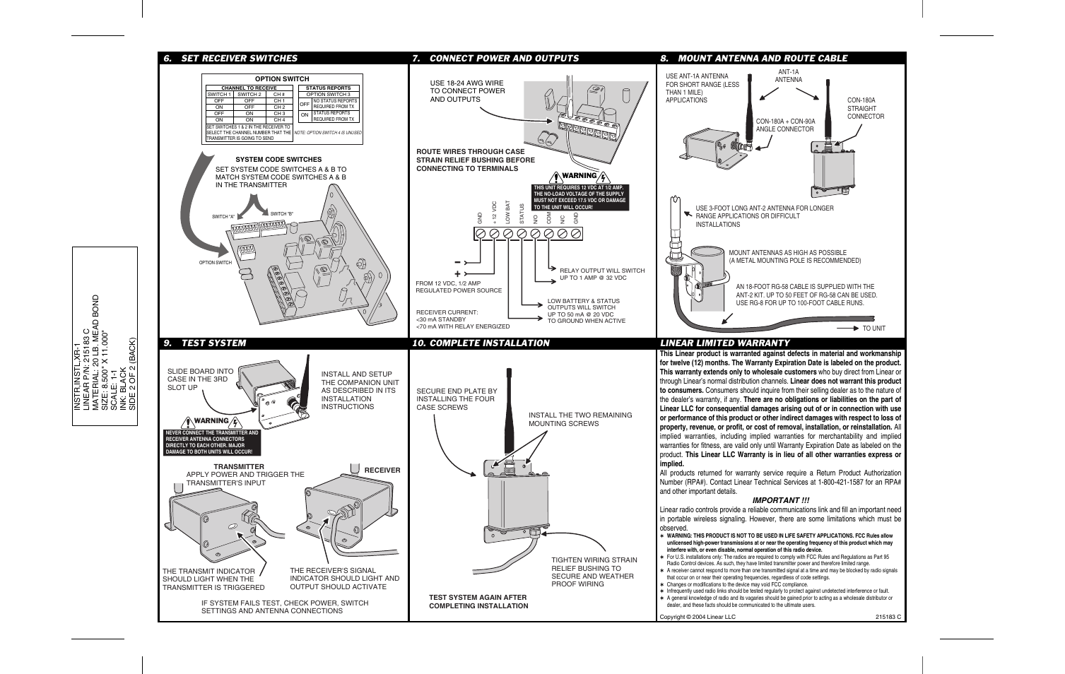 Linear XR-1 User Manual | Page 2 / 2