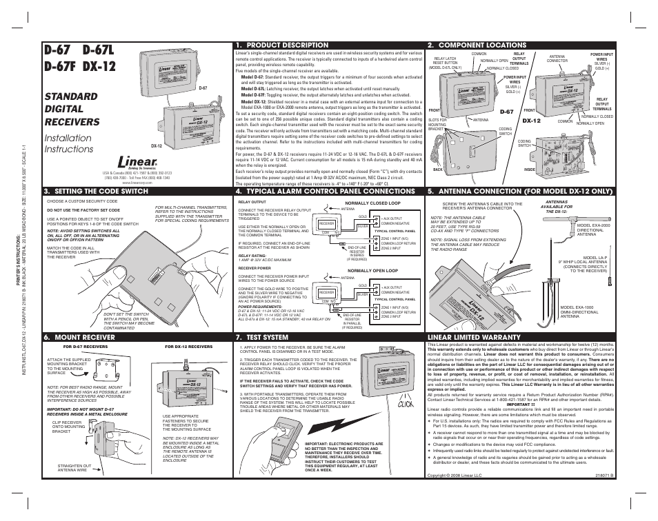 Linear D-67F User Manual | 1 page