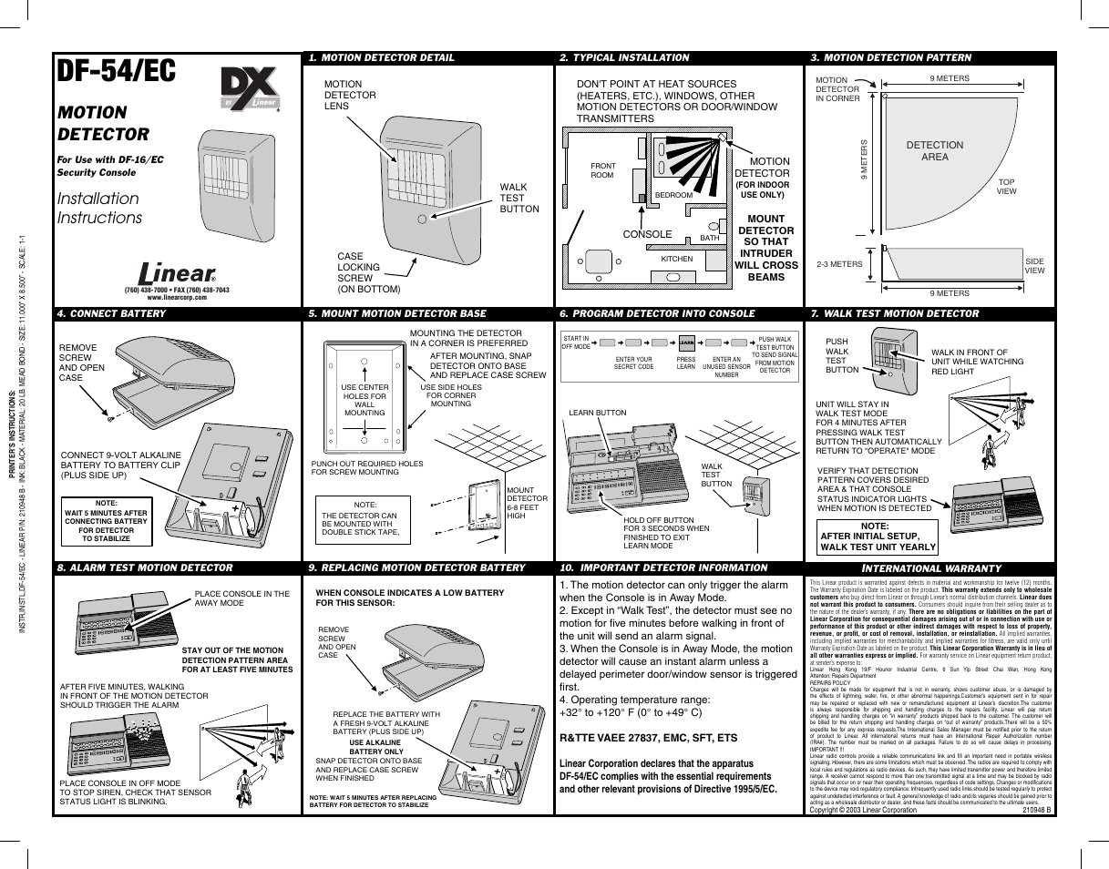 Linear DF-16/EC User Manual | 1 page