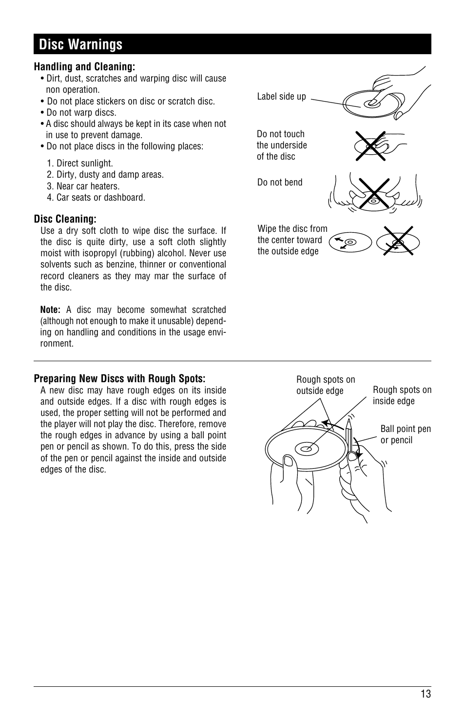 Disc warnings | Linear RV5055 User Manual | Page 13 / 32