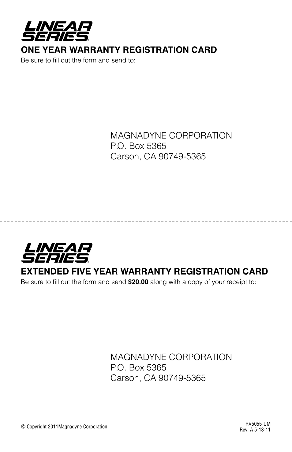 Linear RV5055 User Manual | Page 32 / 32