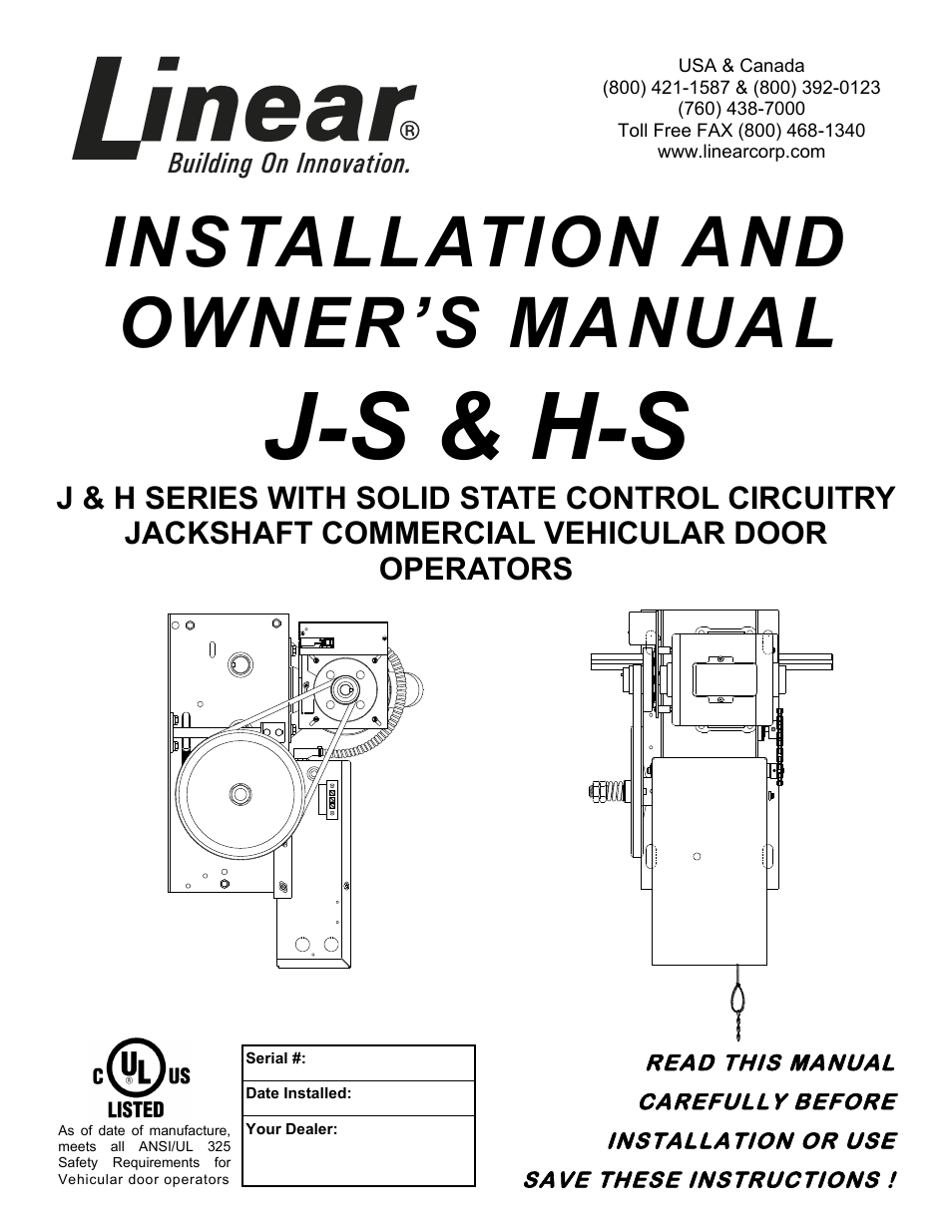 Linear J-S User Manual | 26 pages