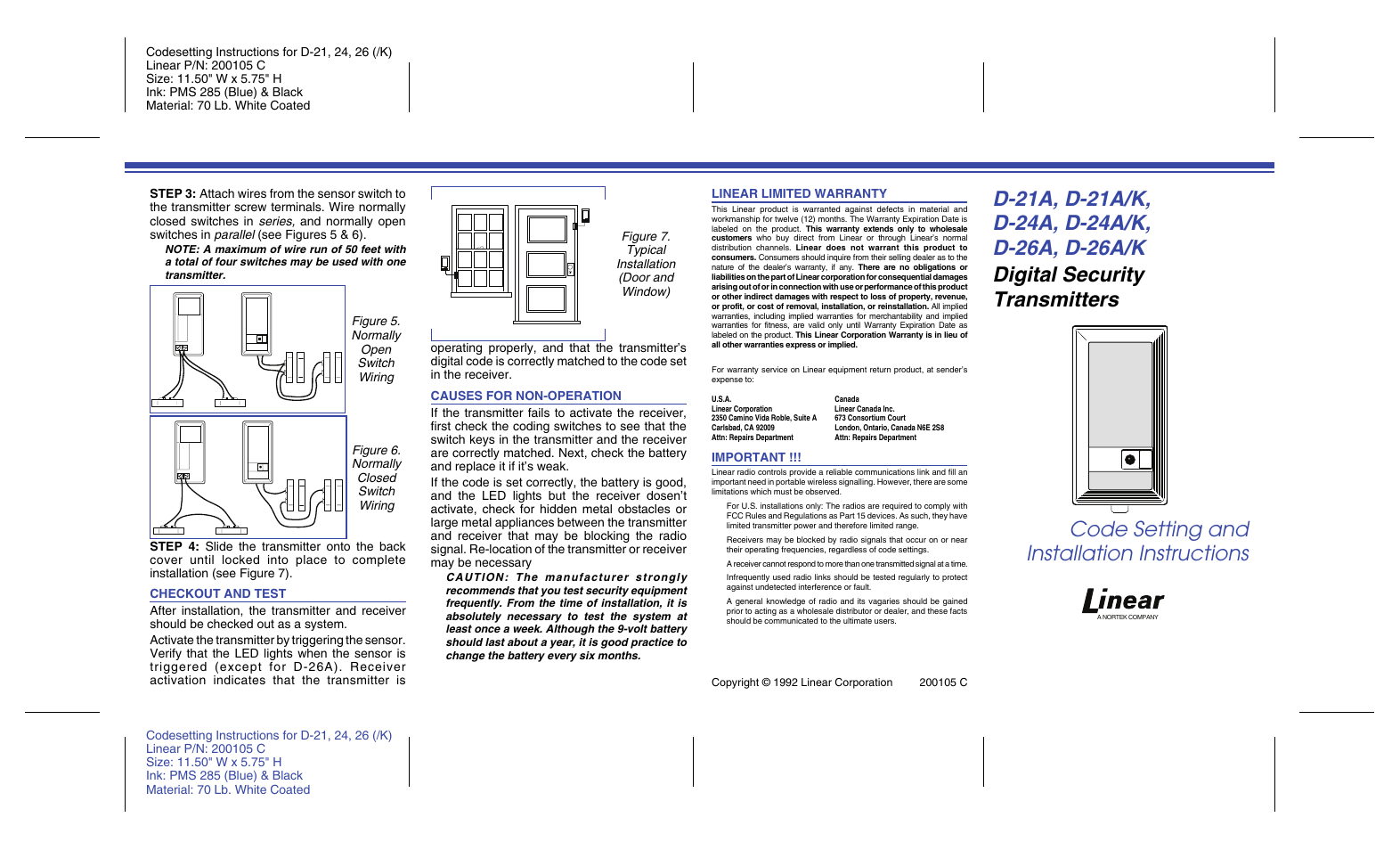 Linear D-26A(/K) User Manual | Page 2 / 2