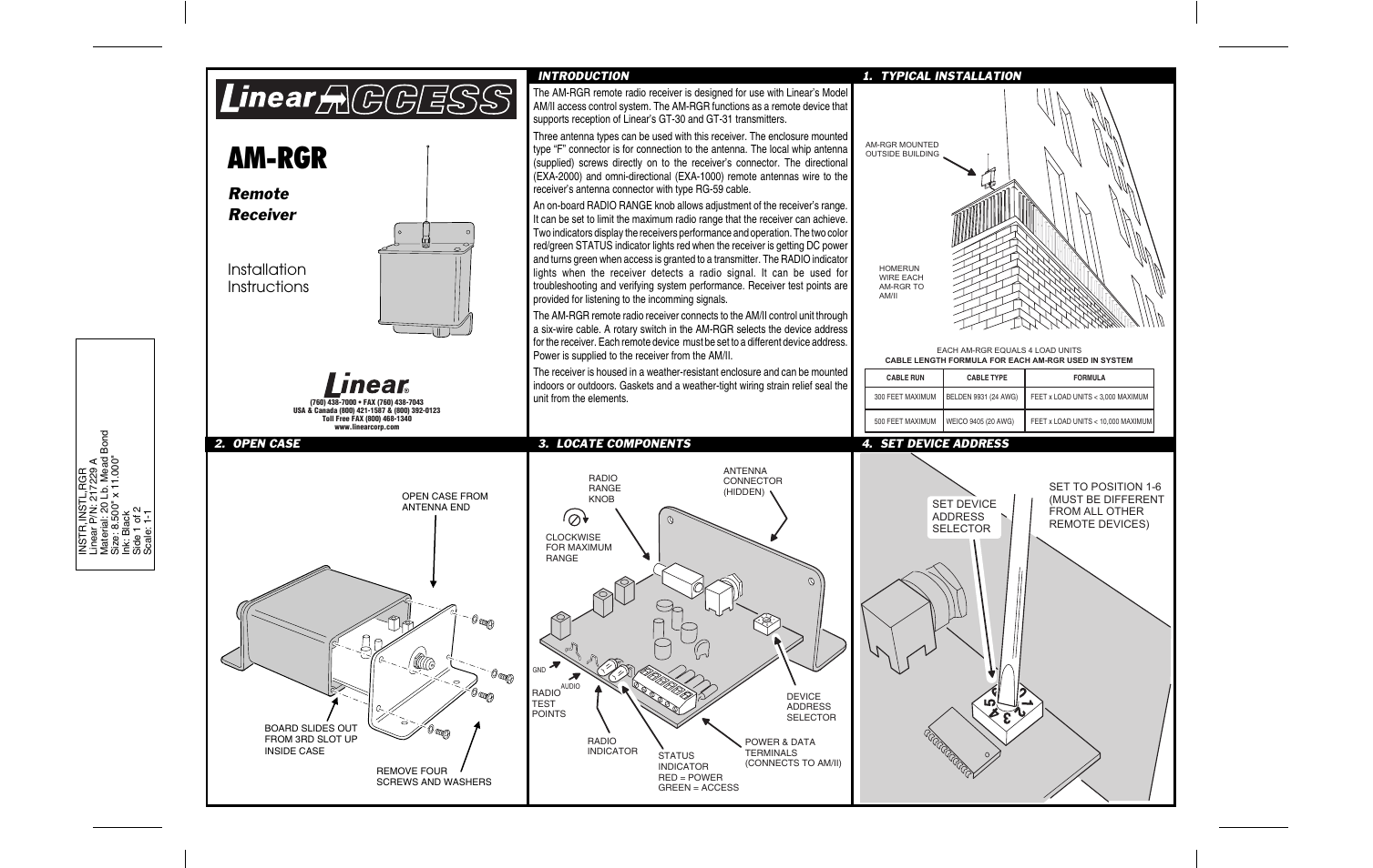 Linear AM-RGR User Manual | 2 pages