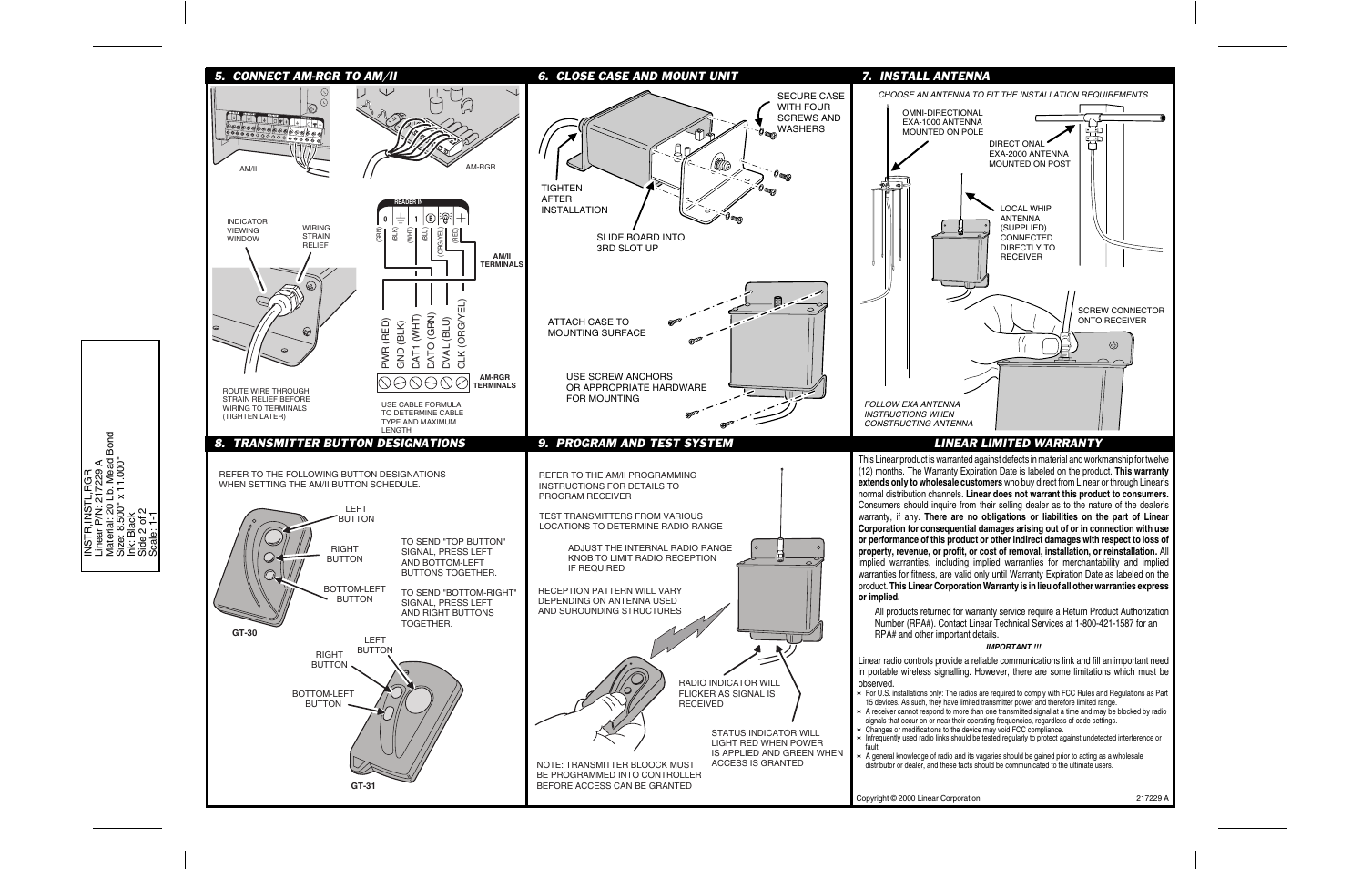 Linear AM-RGR User Manual | Page 2 / 2