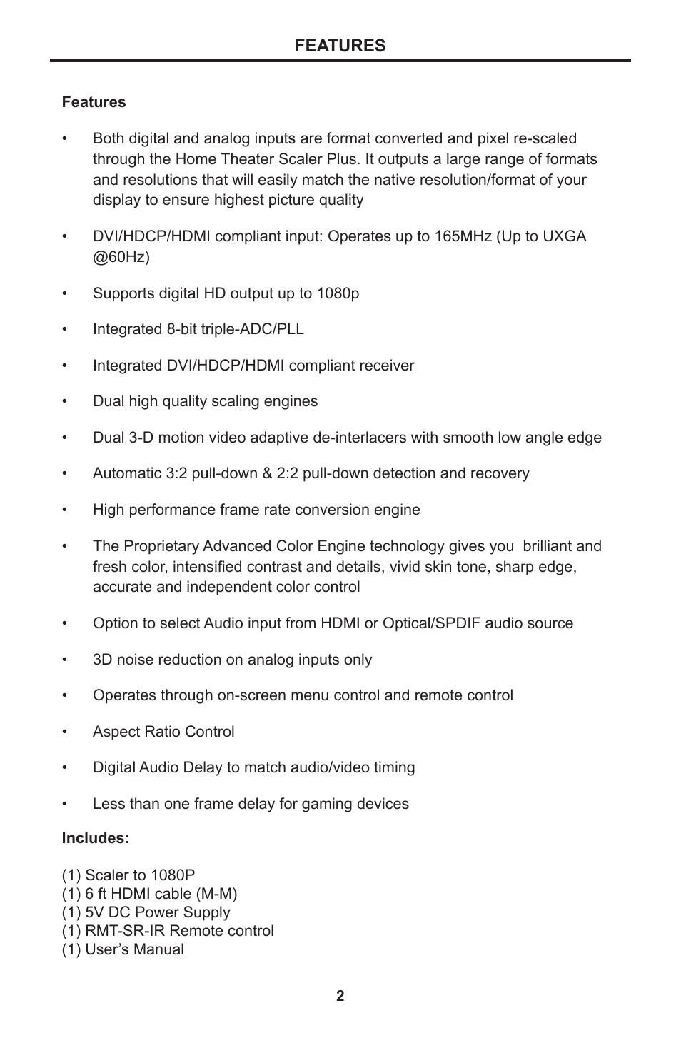 Linear High Definition A/V Scaler for HDMI SCALER-2-1080P User Manual | Page 6 / 24