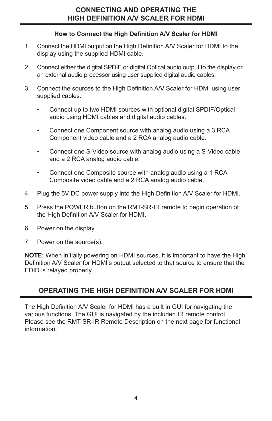 Linear High Definition A/V Scaler for HDMI SCALER-2-1080P User Manual | Page 8 / 24