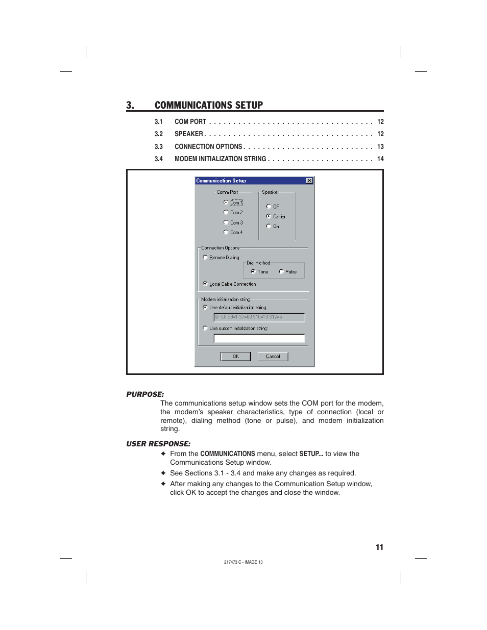 Communications setup | Linear REMOTE ACCESS SOFTWARE DVS-1200 User Manual | Page 13 / 48