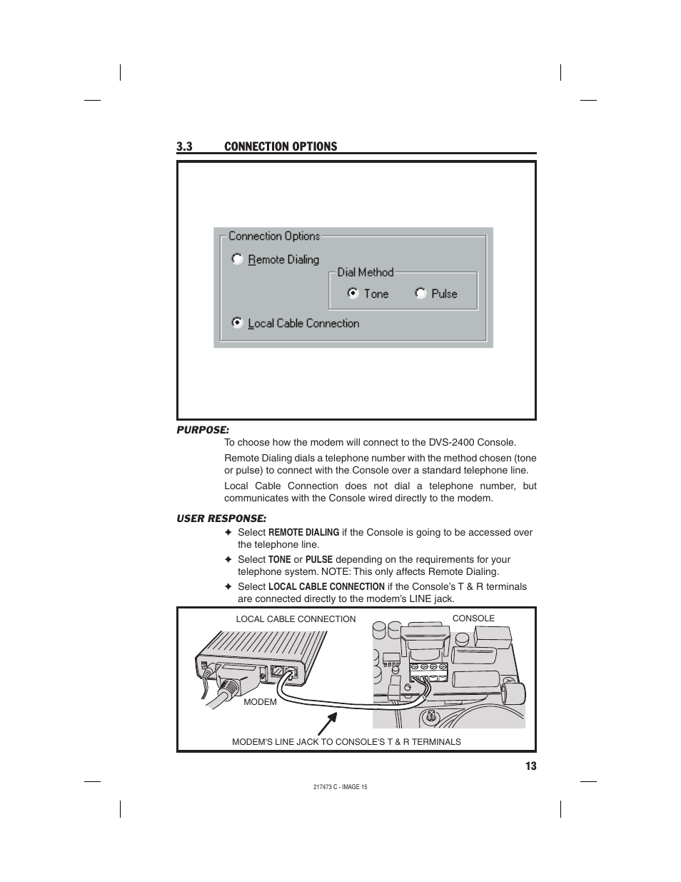 3 connection options | Linear REMOTE ACCESS SOFTWARE DVS-1200 User Manual | Page 15 / 48