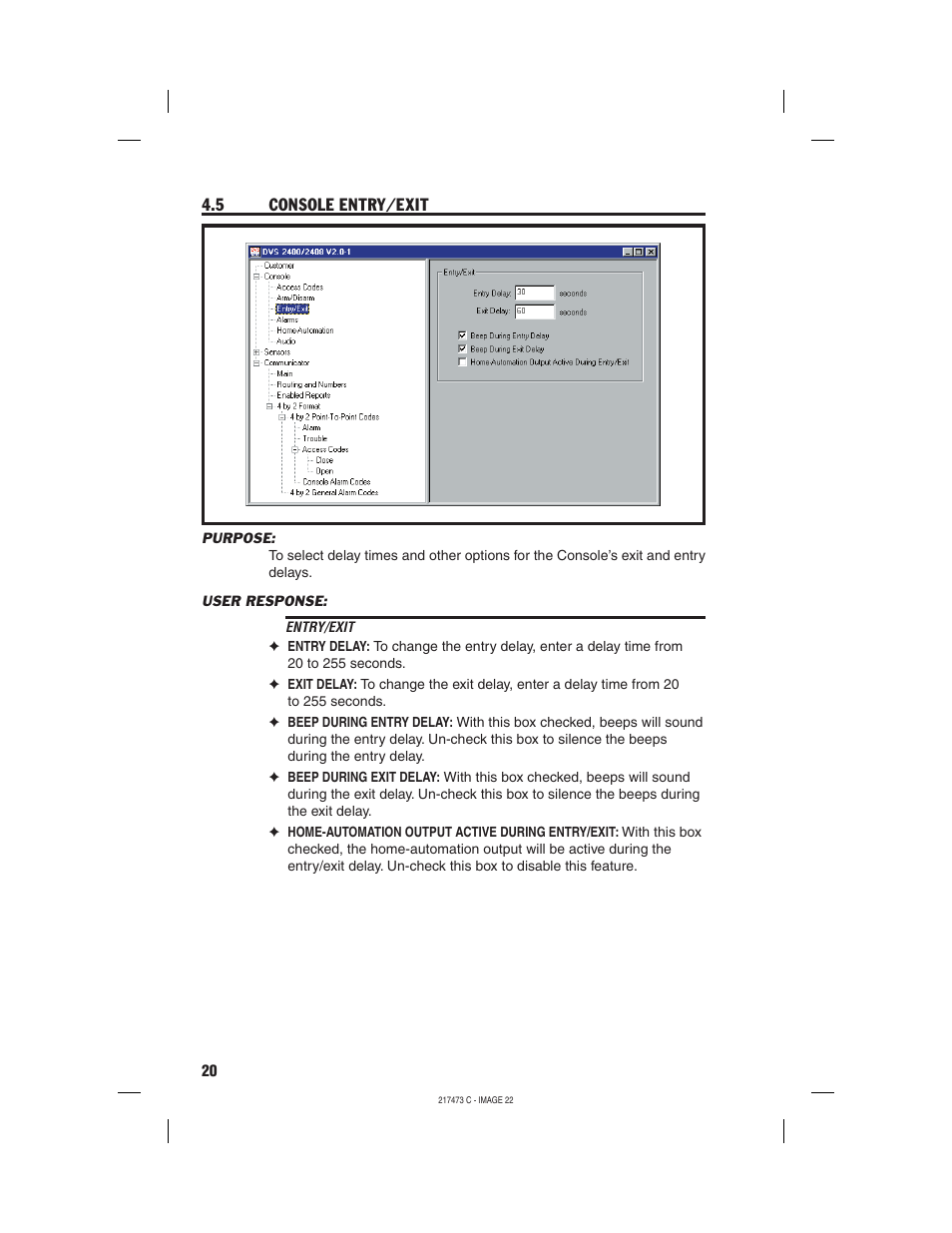 5 console entry/exit | Linear REMOTE ACCESS SOFTWARE DVS-1200 User Manual | Page 22 / 48