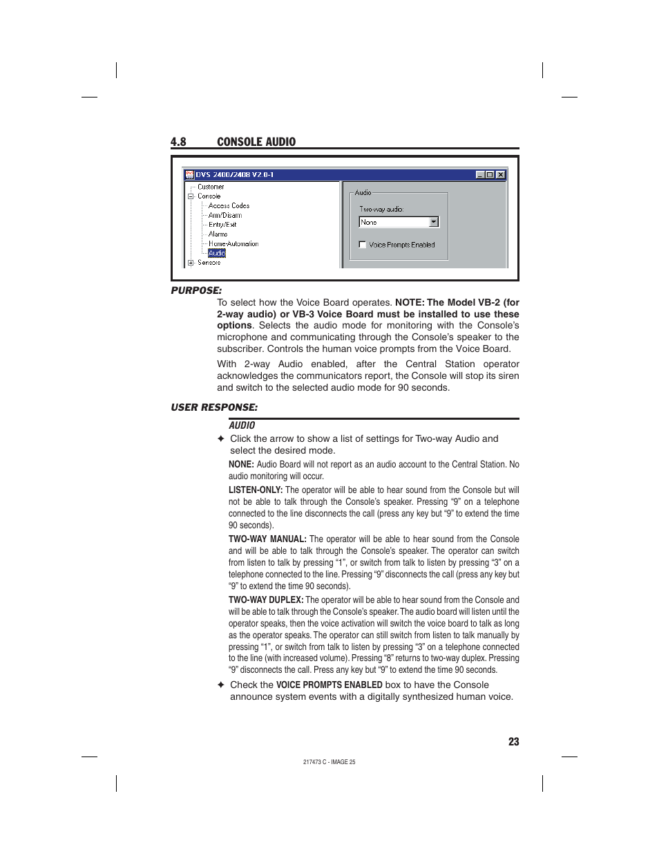 8 console audio | Linear REMOTE ACCESS SOFTWARE DVS-1200 User Manual | Page 25 / 48