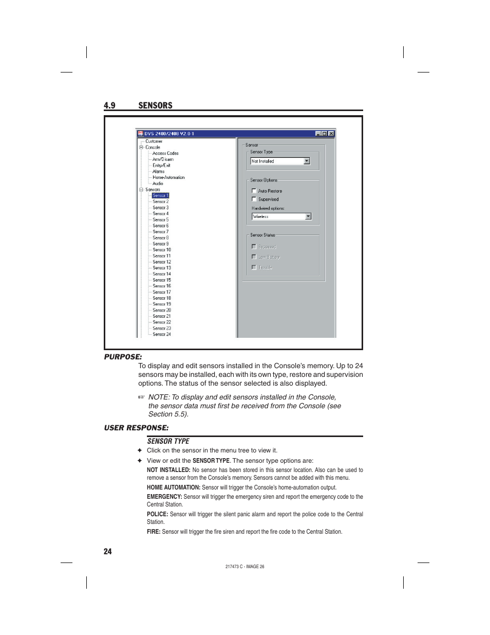 9 sensors | Linear REMOTE ACCESS SOFTWARE DVS-1200 User Manual | Page 26 / 48