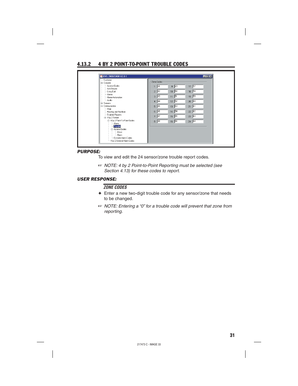2 4 by 2 point-to-point trouble codes | Linear REMOTE ACCESS SOFTWARE DVS-1200 User Manual | Page 33 / 48