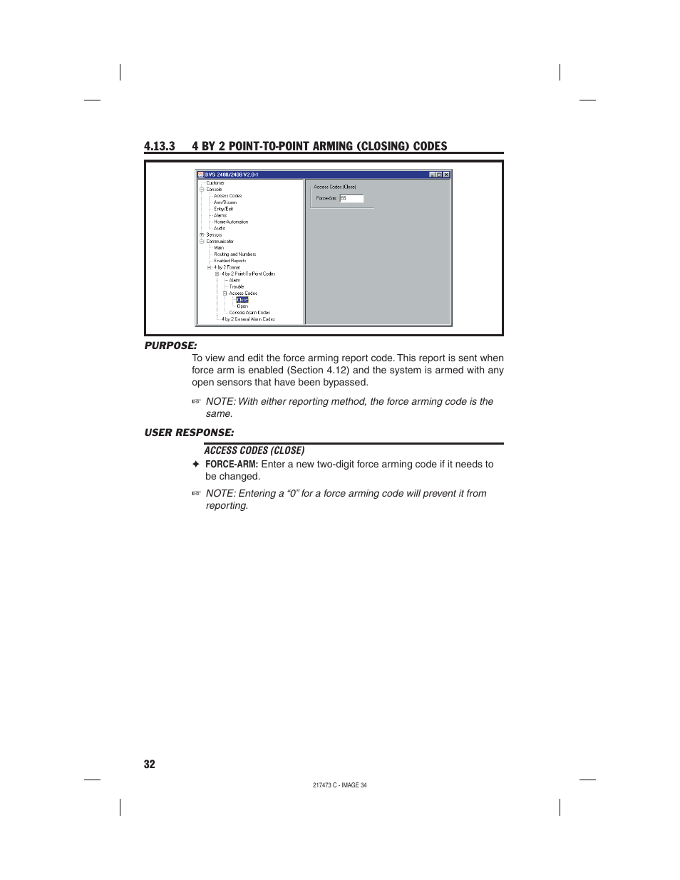 3 4 by 2 point-to-point arming (closing) codes | Linear REMOTE ACCESS SOFTWARE DVS-1200 User Manual | Page 34 / 48