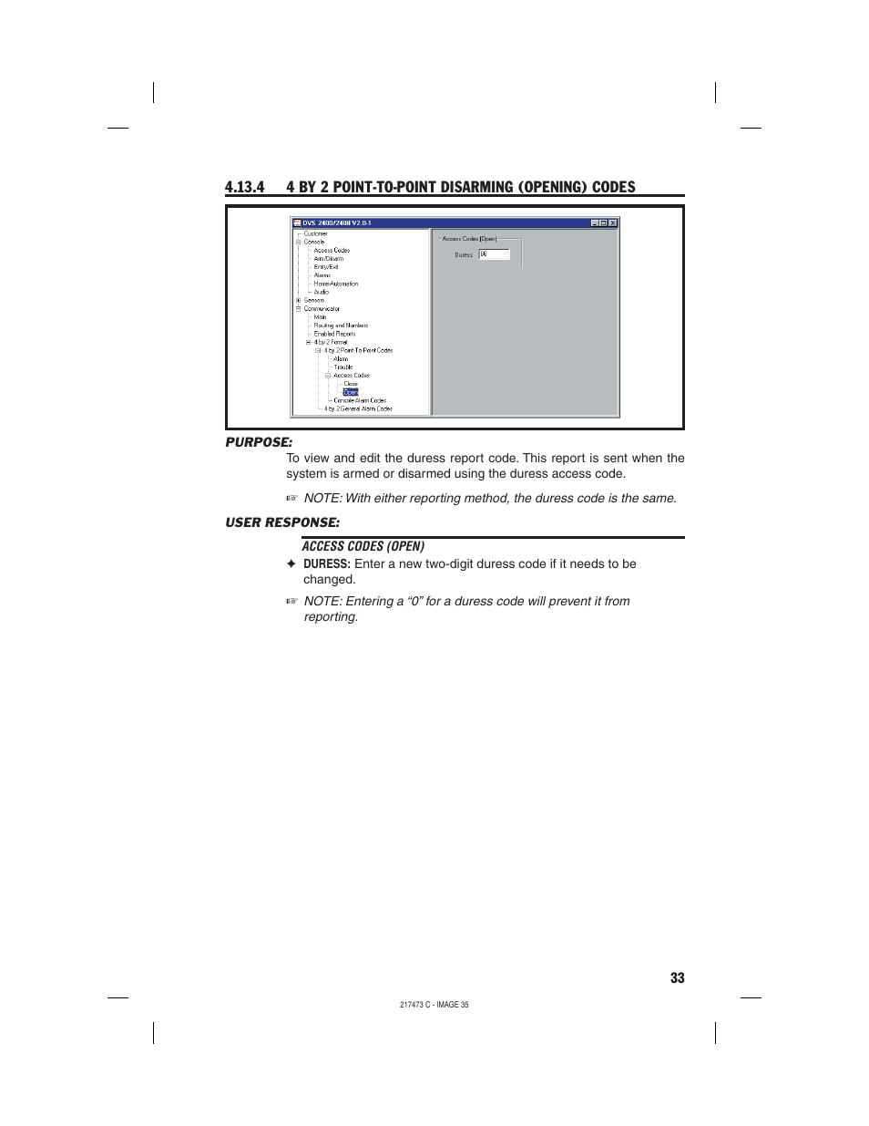 4 4 by 2 point-to-point disarming (opening) codes | Linear REMOTE ACCESS SOFTWARE DVS-1200 User Manual | Page 35 / 48
