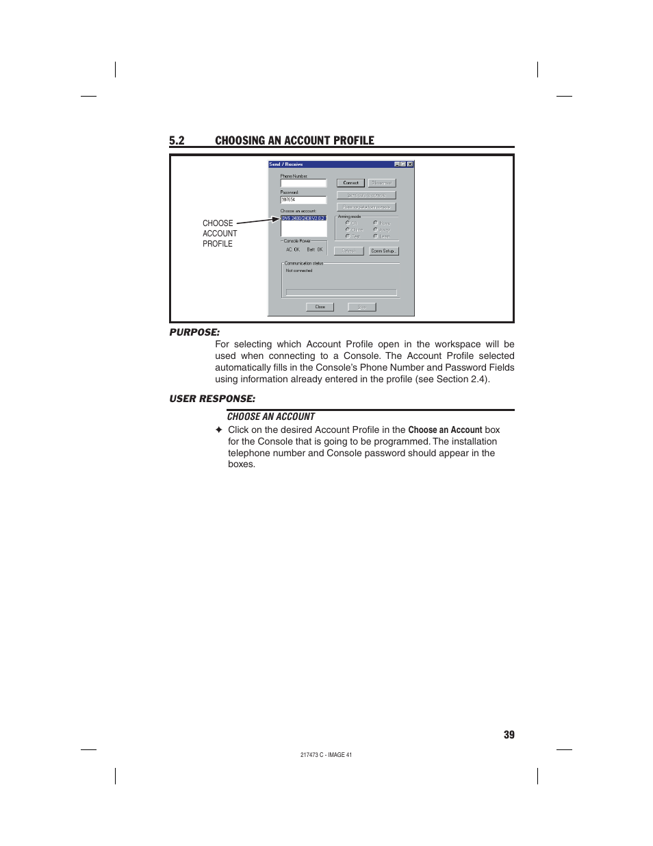 2 choosing an account profile | Linear REMOTE ACCESS SOFTWARE DVS-1200 User Manual | Page 41 / 48