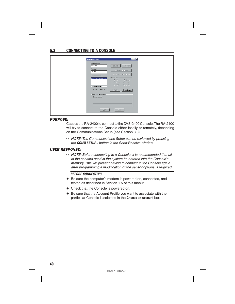 3 connecting to a console | Linear REMOTE ACCESS SOFTWARE DVS-1200 User Manual | Page 42 / 48
