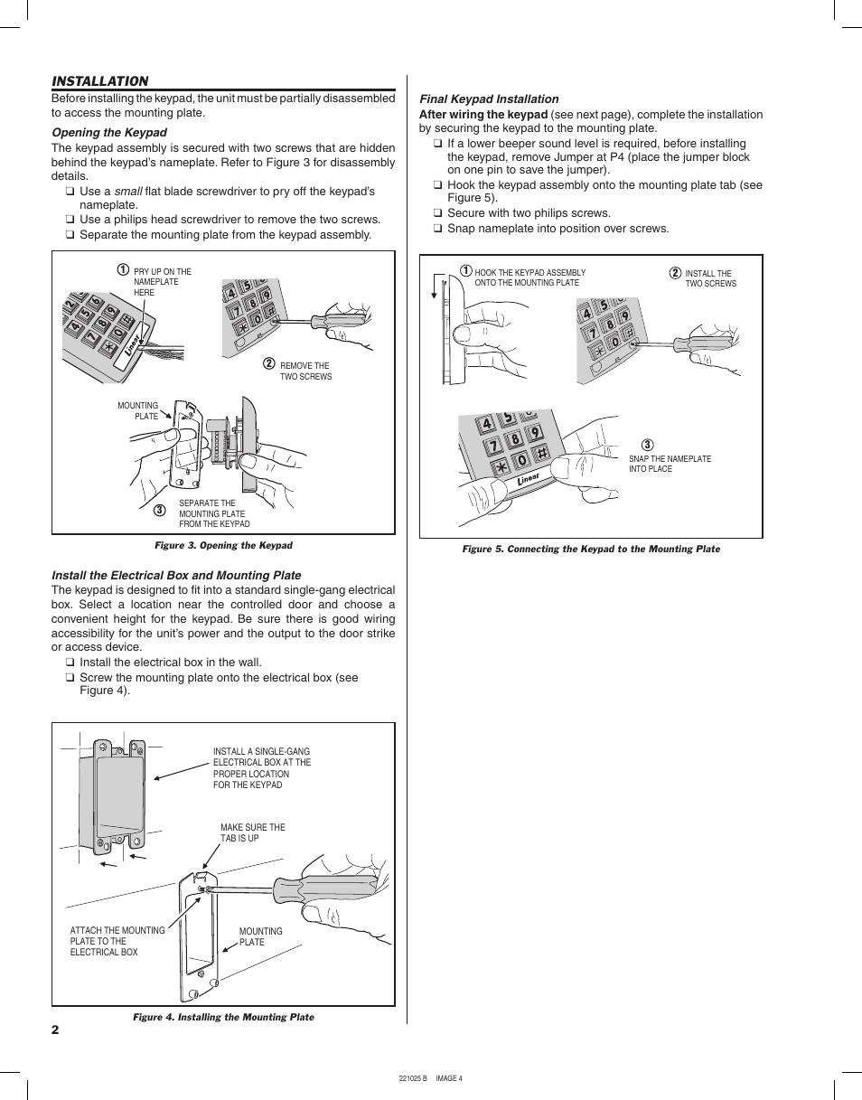 Installation | Linear Digital Keyless Entry System AK-3 User Manual | Page 4 / 8