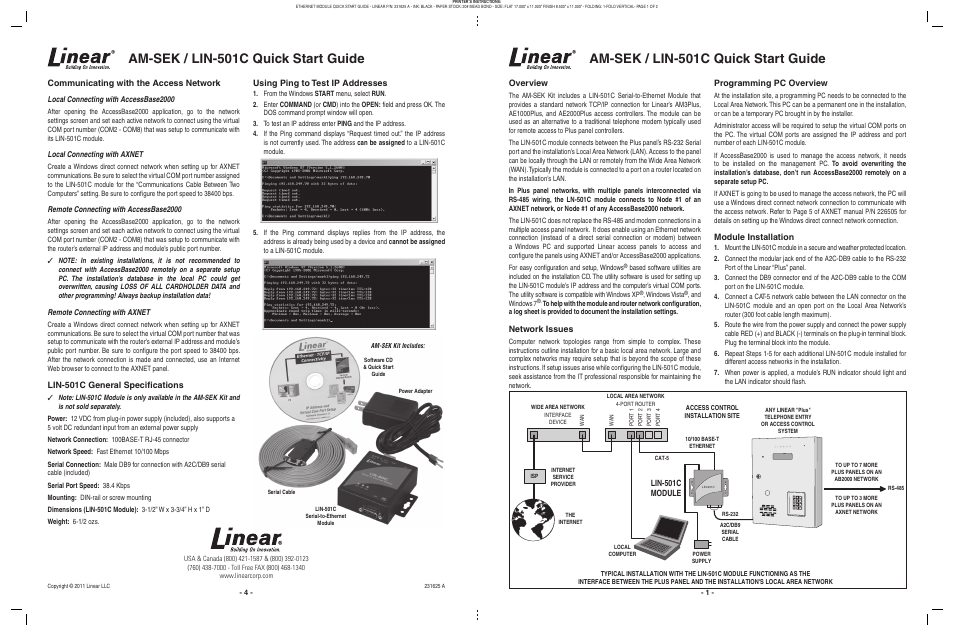 Linear LIN-501C User Manual | 2 pages