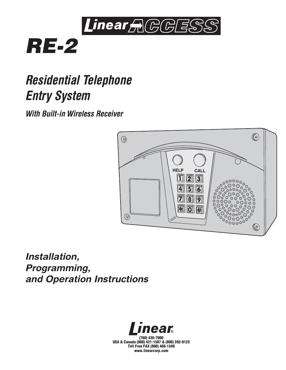 Linear RE-2 User Manual | 28 pages