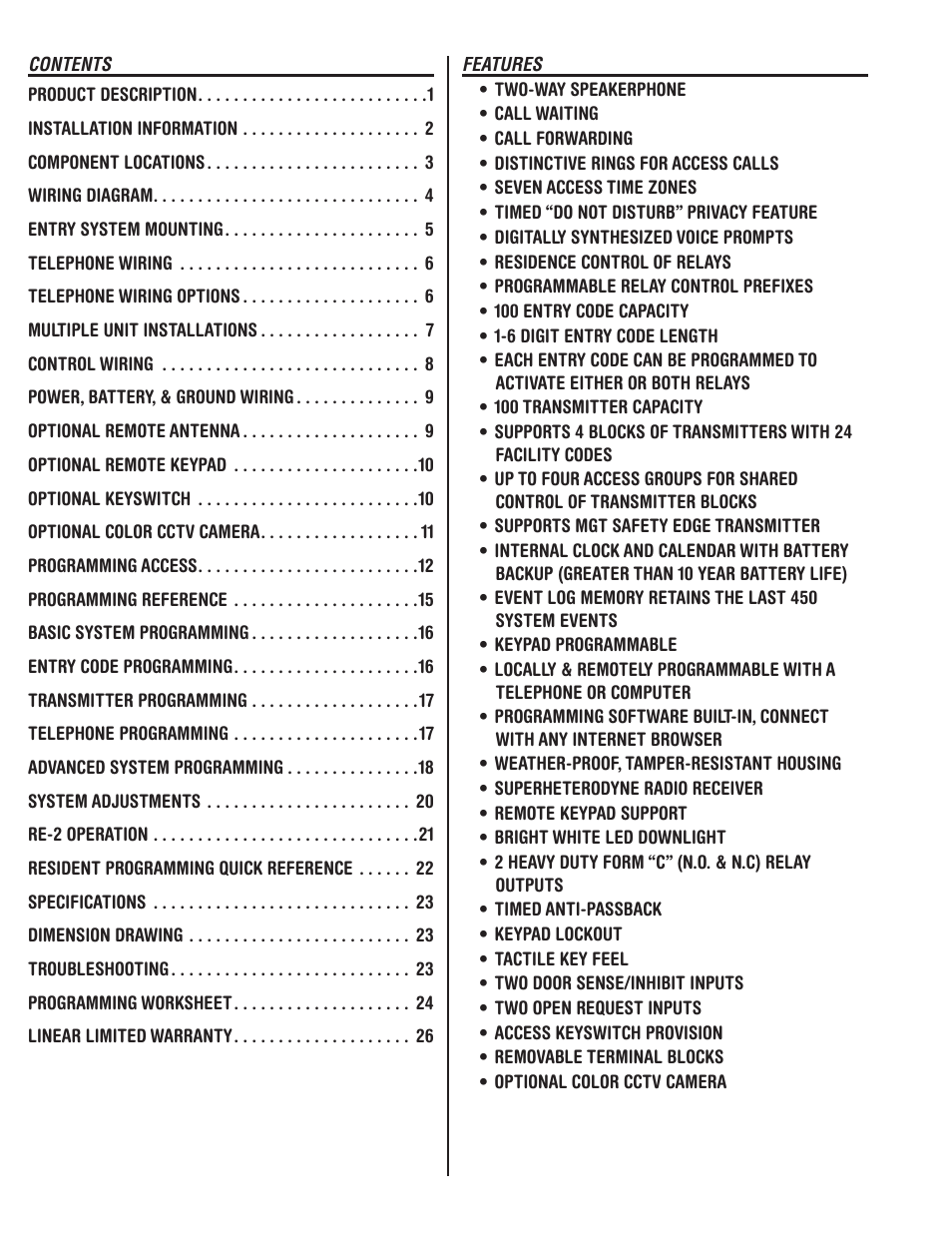 Linear RE-2 User Manual | Page 2 / 28