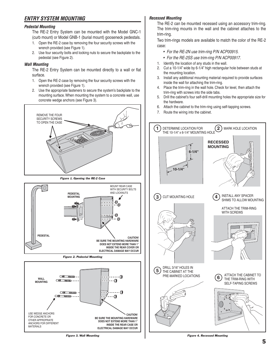 Entry system mounting | Linear RE-2 User Manual | Page 7 / 28
