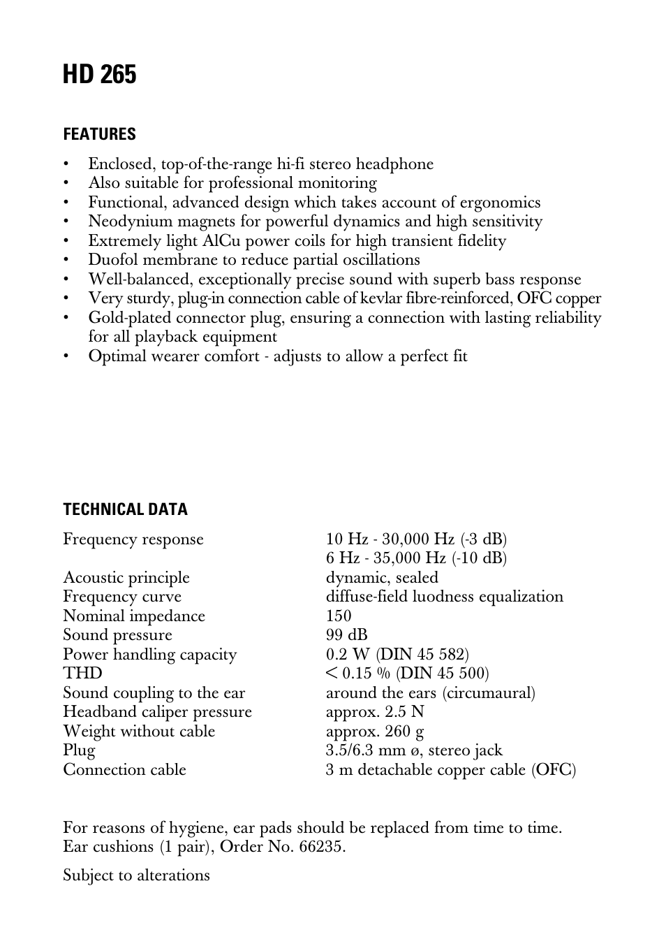 Instructions for use, Hd 265 | Linear HD 265 User Manual | Page 3 / 8