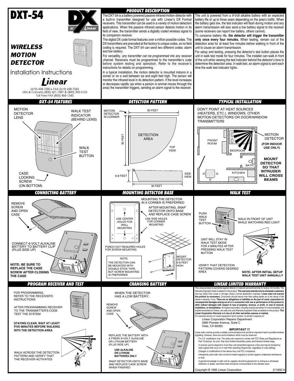 Linear DXT-54 User Manual | 1 page